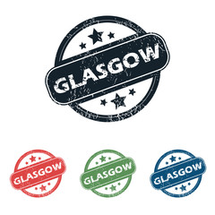 Obraz premium Round Glasgow city stamp set