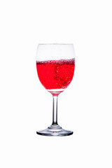 glass and red liquid isolated on white background.