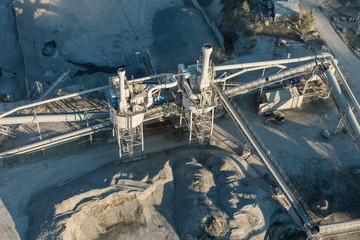 aerial view of rock quarry