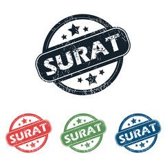 Round Surat city stamp set