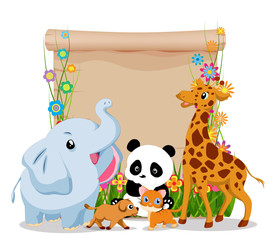 Naklejka premium Funny Animal Cartoon With Blank Sign