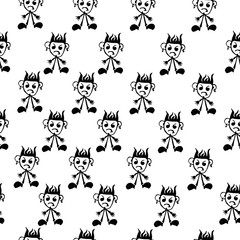 Seamless pattern of funny peoples, sketch for your design
