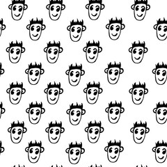 Seamless pattern  of funny peoples, sketch for your design