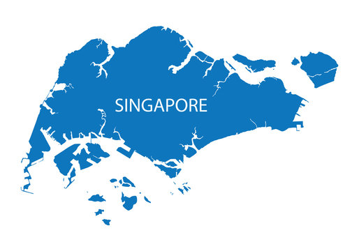 Blue Map Of Singapore