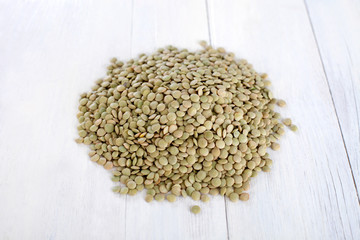 Hart shape of Pile lentil on a white table