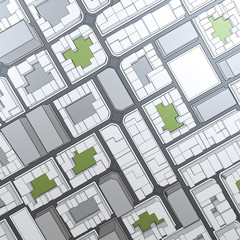 Cartoon town bird eye view urban background