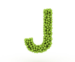 The letter J tennis balls on a white background.