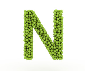 The letter N tennis balls on a white background.