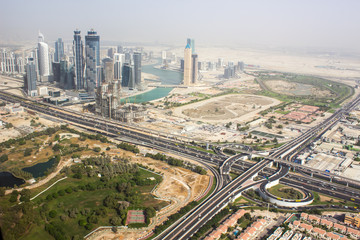 Dubai downtown from helicopter