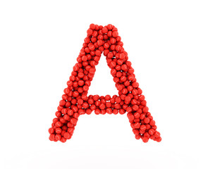 The letter A tennis balls on a white background.