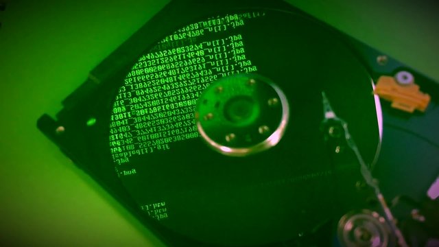 concept data running on hard disk focus on text moving