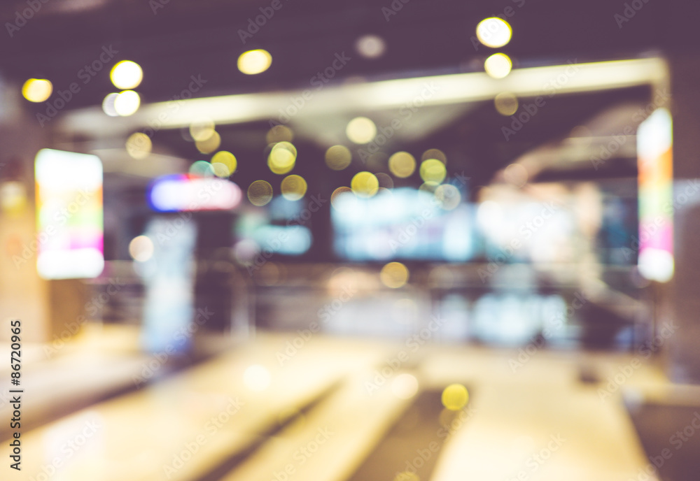 Poster customer in store blur background with bokeh