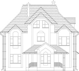Wire-frame building on the white background. EPS 10. Illustration created of 3d.