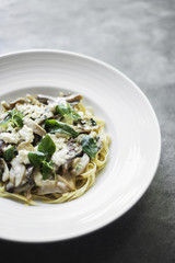 mushroom ricotta and herb tagliatelle pasta