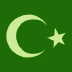 Crescent Islamic symbol. Doodle style