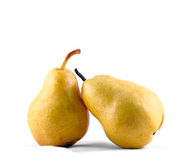 Yellow pears fruits, isolated background