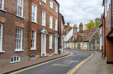 Fototapeta na wymiar Terraced Houses along a Narrow Street