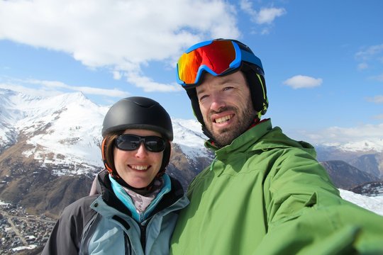 Skiing selfie in France