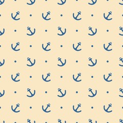 Tile sailor vector pattern with blue polka dots on pastel background
