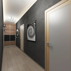 interior corridor with doors and wall decorative plaster