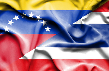 Waving flag of Thailand and Venezuela