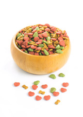 Fototapeta na wymiar dog food in a bowl Isolated against a white background