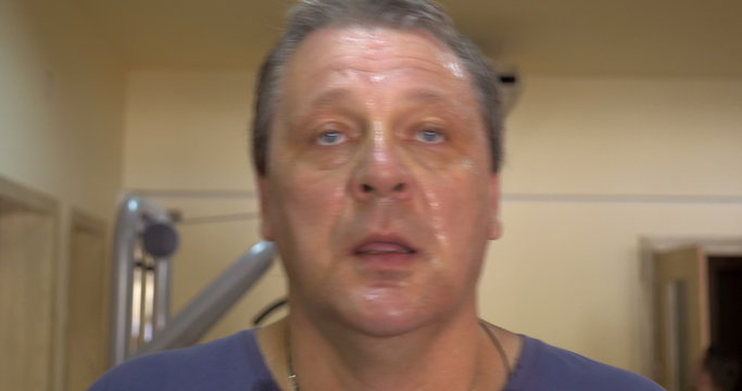 Getting tired and sweaty on treadmill 