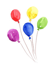 Vector Watercolour with Colorful balloons