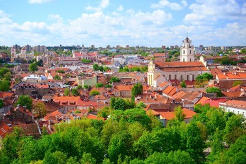 Fototapeta premium View from Gediminas castle to the old Vilnius