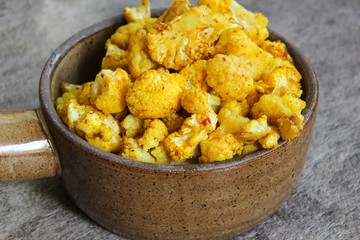 Curry roasted cauliflower, selective focus