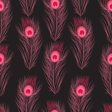 Vector seamless pattern peacock feathers