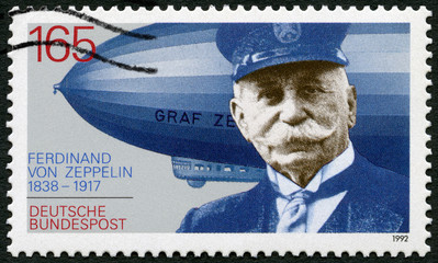 GERMANY - 1992: shows Ferdinand Graf Von Zeppelin (1838-1917), German general and Airship Builder, electrical engineer