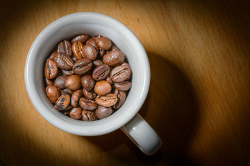 Cup of coffee seeds