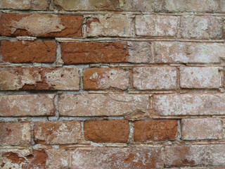 The urban brick walls, weathered with age