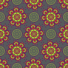 Hand drawing zentangle manala color seamless pattern