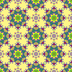 Hand drawing zentangle manala color seamless pattern