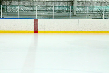 View from center ice at a rink and the red center line