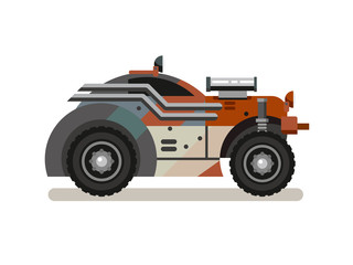 Tuned Retro Car in Flat Style