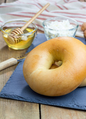 Fresh bagel for breakfast. Concept of healthy eating.
