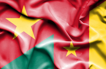 Waving flag of Cameroon and Vietnam