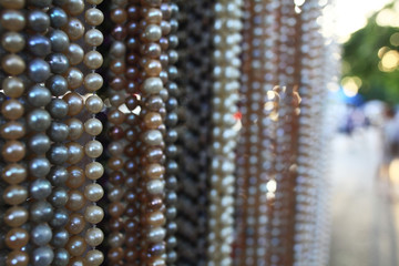 pearls and jewelry in a souvenir shop