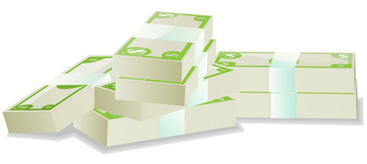 Fototapeta na wymiar Bundles of US dollar money vector image