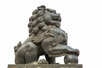 copper lion statue isolated
