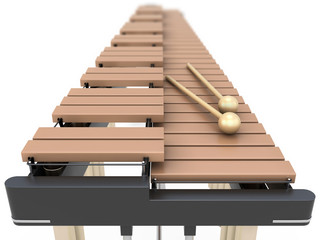 Xylophone close-up on a white background