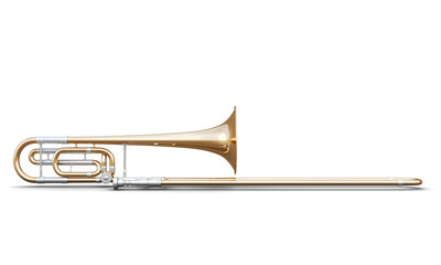 Fototapeta na wymiar Trombone isolated on white background