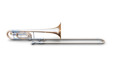 Trombone on a white