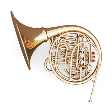 French horn isolated on white background