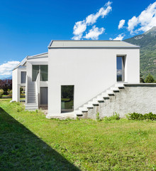 New house view from the meadow