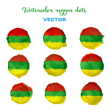 Watercolor vector reggae style dots.