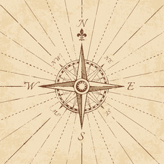 Obraz premium Vector Antique Grunge Compass Rose